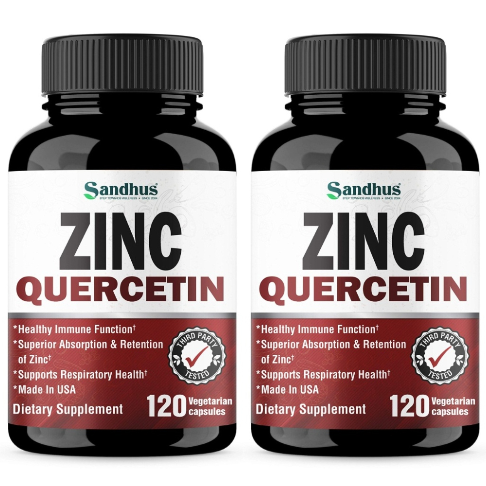 Sandhu Zinc <b>아연</b> 퀘르세틴 실물성 캡슐 120정 2병 미국