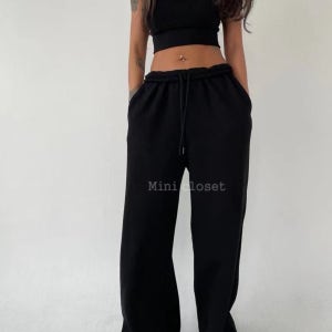 보니따스 쭈리힙 와이드 팬츠/ 화이트 그레이 블랙/ 데일리 와이드 트레이닝 밴딩팬츠