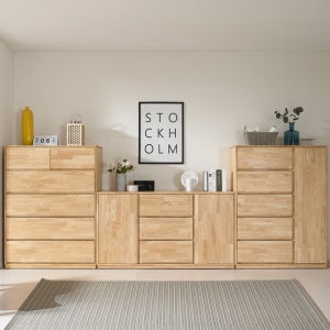 [우드와나] 고무나무 원목 왕 5단 800 서랍장