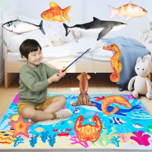 유아 헝겊 낚시놀이 물고기 & 낚시대 & 매트 세트