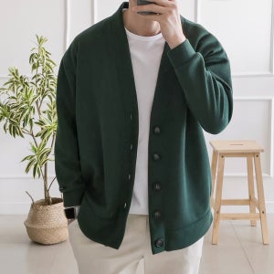 오버핏 브이넥 무지남자 가디건 7컬러