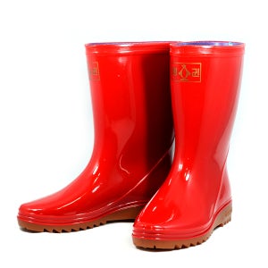 여자 장화 [적색,청색] 펭귄 고무 낚시 물 작업 발목
