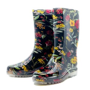 펭귄 미끄럼방지 식당 주방 고무 장화 고무장화 꽃무늬 26cm