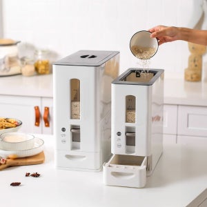 원터치 자동계량 밀폐 쌀보관함 6kg 12kg(방습제포함) 쌀통