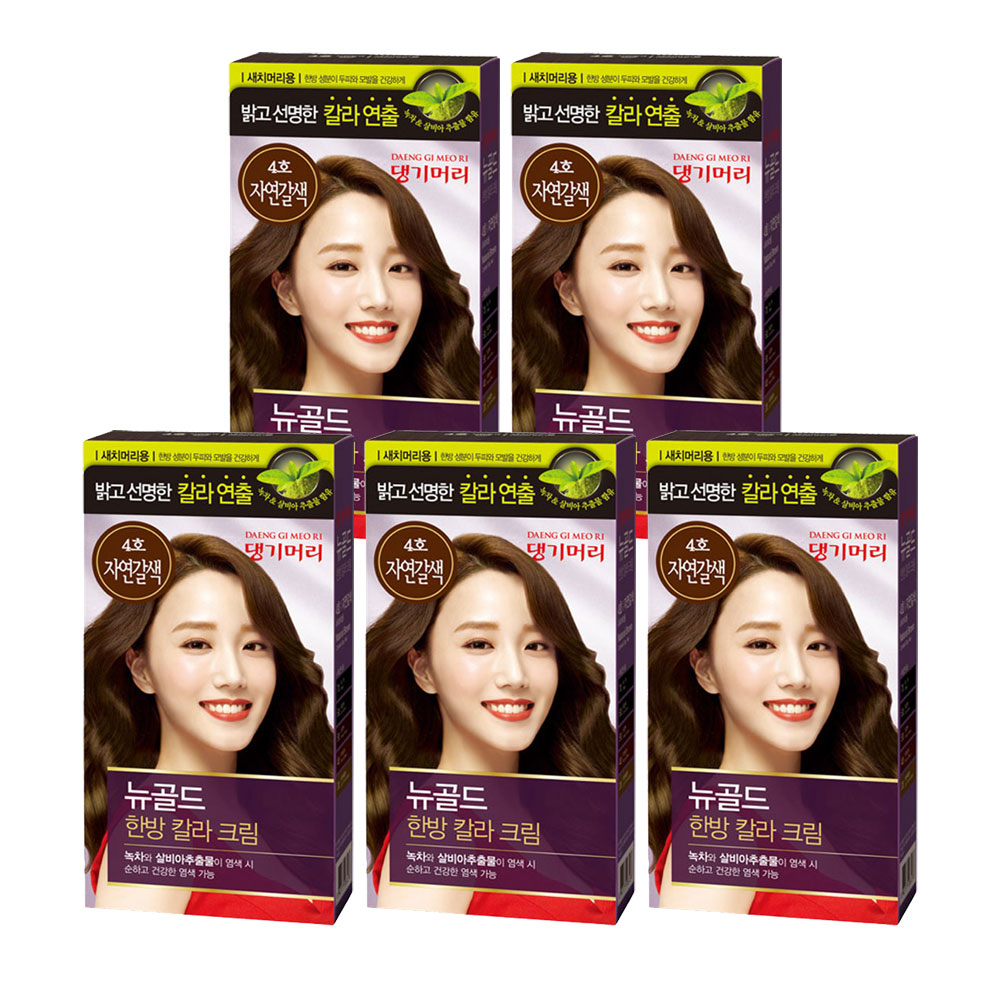 댕기머리 뉴골드 한방 칼라크림 염색약 자연갈색x5개 염색제 새치머리용
