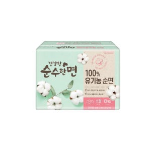 깨끗한나라 건강한 순수한면 유기농 순면커버 생리대 소형18P