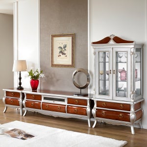 장 엔틱 거실장 세트 원목 높은 tv장 받침대 TV 장식장 수납장 티비 서랍장 2단 가구