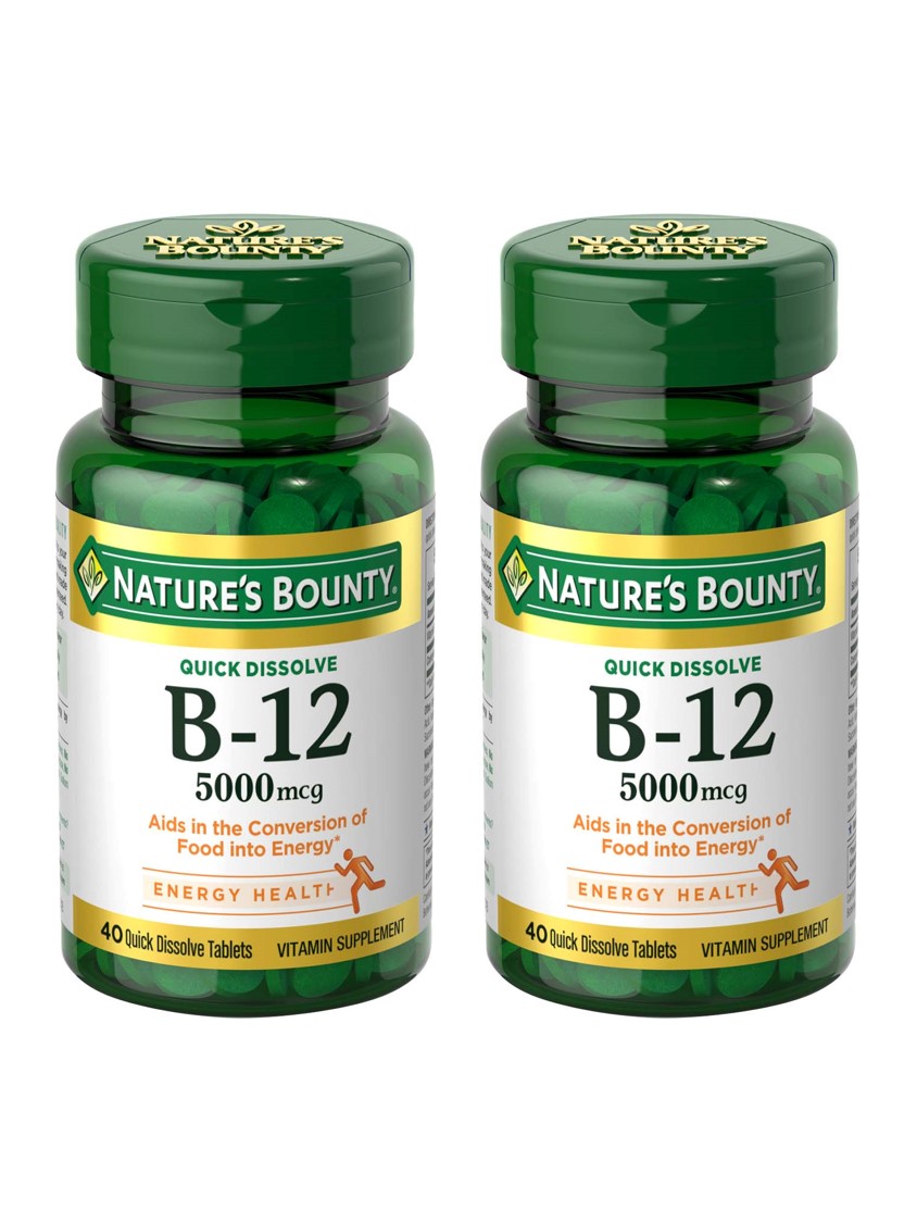 네이쳐스바운티 <b>비타민 B12</b> 5000 mcg 퀵 디졸브 타블렛 40정 X 2팩