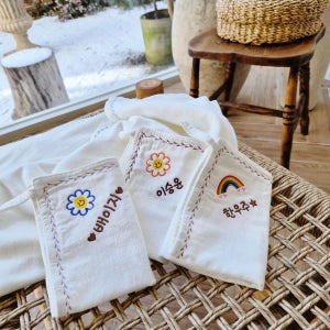 어린이집수건 먼지없는 소창 고리수건 3겹(30X30) 5장세트 유치원 이름자수 핸드타올