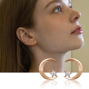 14k 루나앤스텔라 달 귀걸이 기념일 선물 여자 귀걸이