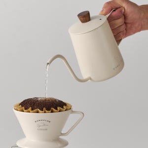 빈플 90도 미세 물조절 핸드드립 주전자 스텐 커피 주전자 드립포트 서버 600ml 화이트