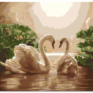 학교납품업체 DIY 명화그리기세트 쉬운그림 해바라기 고흐 사슴 사과 클림트 물감 꽃 유화 E11-백조의호수