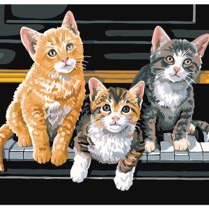 학교납품업체 DIY 명화그리기세트 쉬운그림 해바라기 고흐 사슴 사과 클림트 물감 꽃 유화 E09-야옹야옹