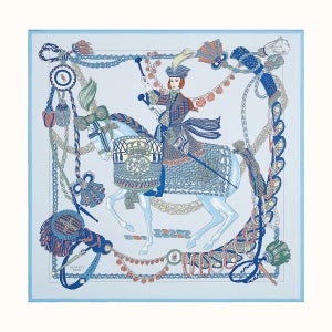 [관부가세포함 최종가] 에르메스 트윌리 Le Timbalier scarf 90 (Bleu Ciel/Jaune Pâle/Vert)