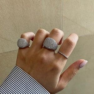 실버925 A5 최상급 라운드스퀘어 지르코니아 파베 큐빅반지 애끼반지