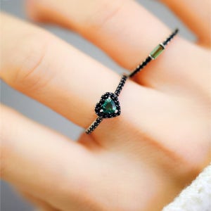 실버 925 천연 원석 시베리안쿼츠 하트 반지