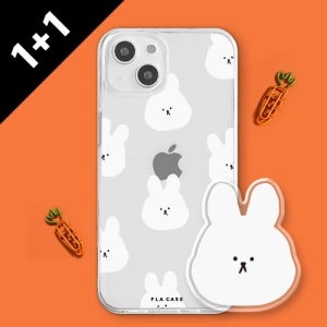 아이폰13 케이스 그립 플라톡 스마트톡 세트 1+1 토깽이 패턴