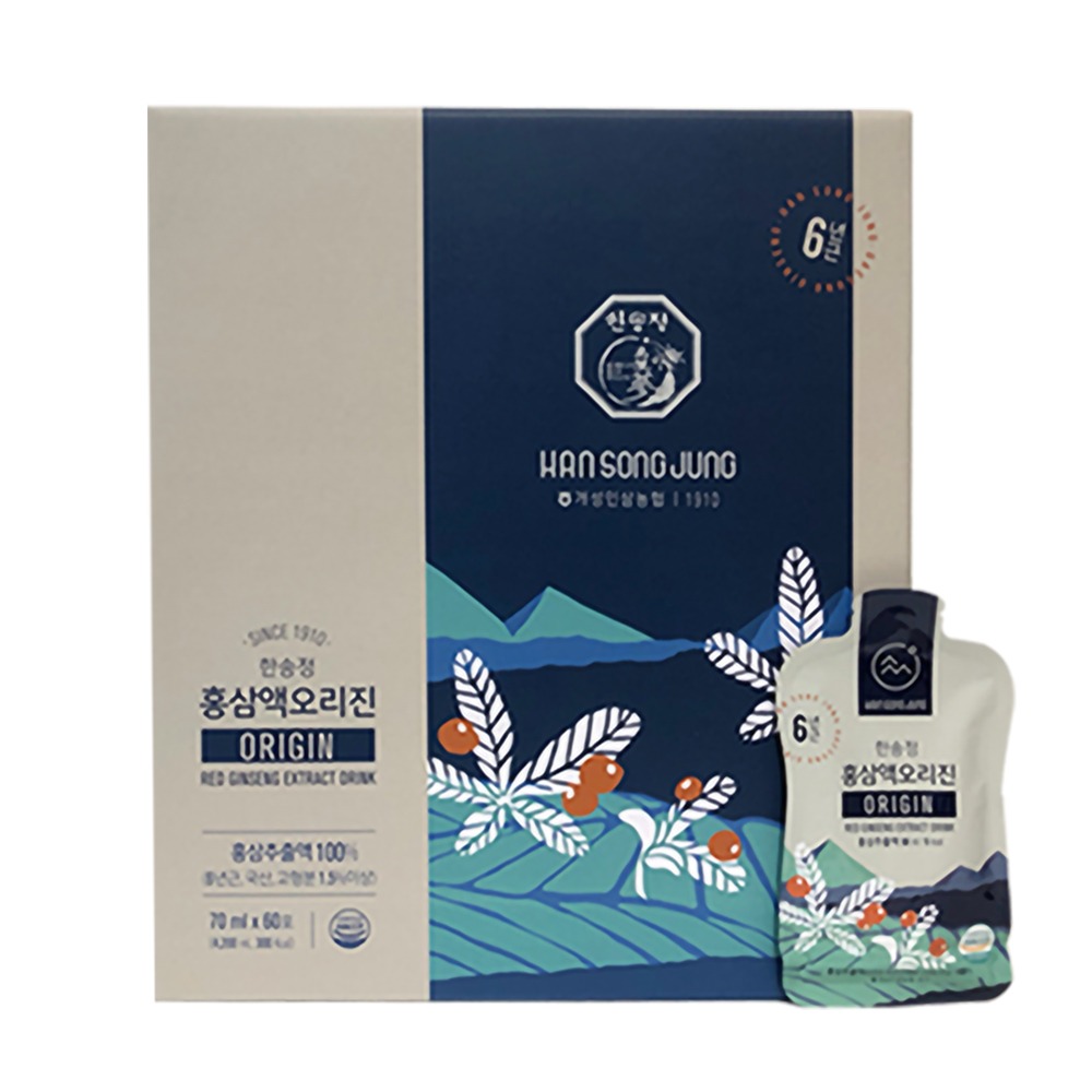 [리뷰포인트 지급] 개성인삼농협 <b>한송정 6년근 홍삼액</b> 오리진 <b>70ml</b> x 60포
