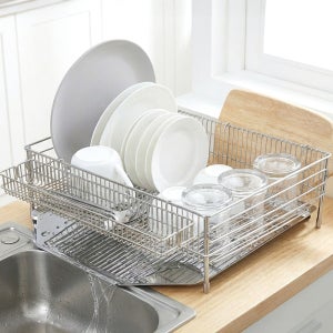더조은홈 자동물빠짐 스테인레스 식기건조대 1단/2단 설거지 싱크대 그릇정리대