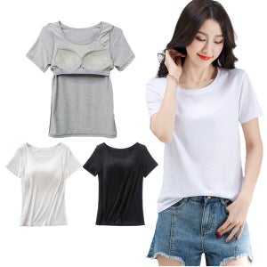 모달 브라탑 반팔 티셔츠 브라캡 이너 홈 라운지 웨어