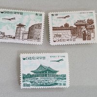 [ 항공우표 ] 1964 우정마크투문 항공 3종