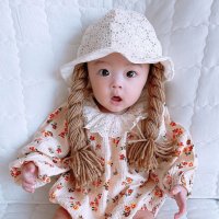 아기 위그햇 신생아 머리숱없는아기 삐삐머리 가발 모자 유아 레이스 벙거지 버킷햇 모녀룩