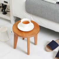 [살림일기] 인테리어 마호가니 나무 미니 원형 스툴 간이 유아 원목 의자 화분받침 테이블