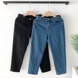 남자﻿ 시크릿 밴딩 워싱 스판 9부 중청 블랙진