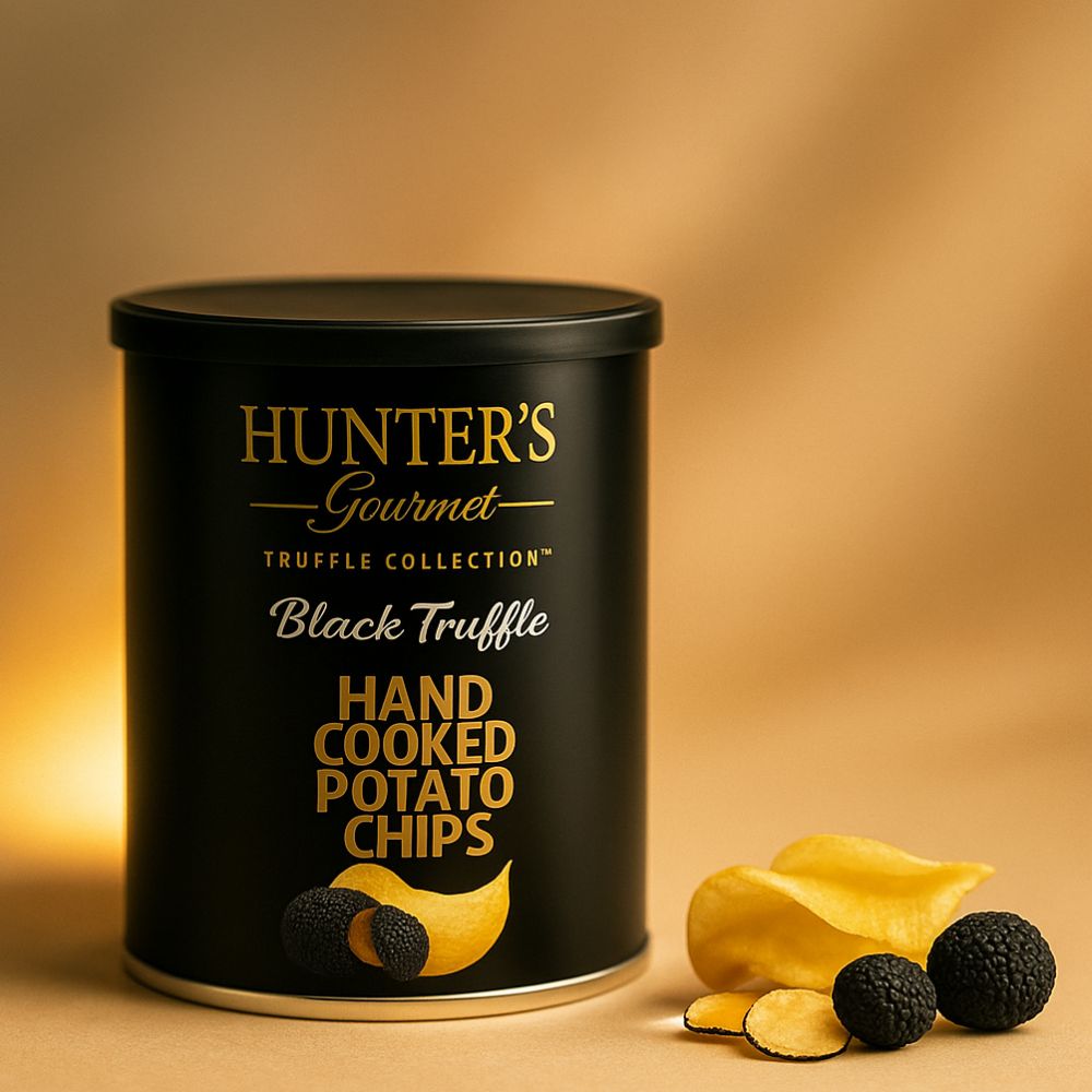 Black Truffle Potato Chips, Hunter's Gourmet Potato Chips, Office Snack, Potato Crisps 40g Can, Torres & Others