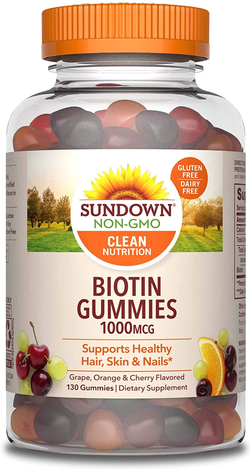 바이오틴<b>Biotin</b> Gummies by Sundown, Supports Healthy Hair, Skin &amp; Nails,1000 mcg, 130 Gu