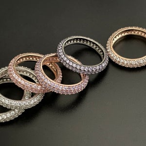 볼드 파베 큐빅 지르코니아 컬러 밴드링 반지