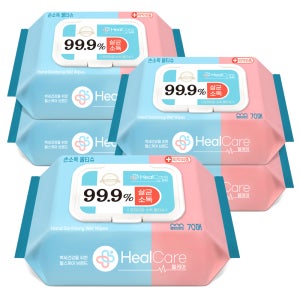 소확행몰 헬케어 프리미엄 손소독티슈 소독용 물티슈 캡형 70매, 5개