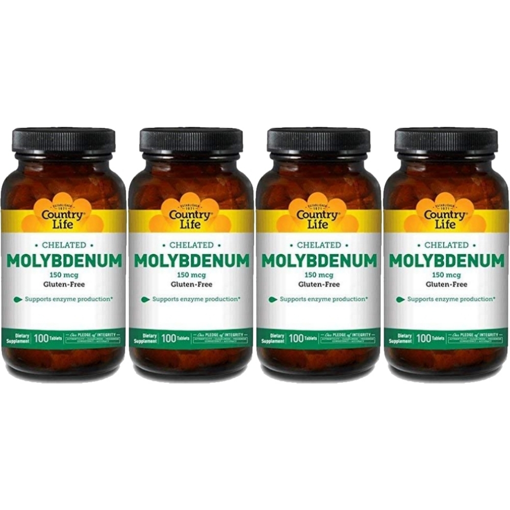 Country Life Chelated Molybdenum <b>컨트리 라이프 몰리브덴</b> 150mcg 100정 4병
