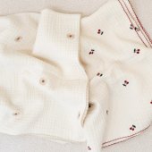 아기 신생아 3중직 거즈 블랭킷 사계절 이불 - 체리, 플라워자수 (M, L사이즈) 이미지