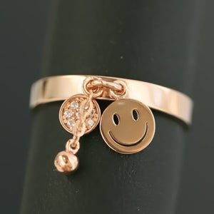 14k 딸랑이 스마일 애끼 검지 반지