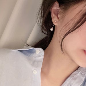 실버925 메리 진주 드롭 귀걸이 (실버,로즈골드)