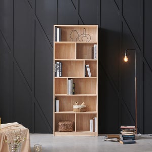 [지베스] 로우 고무나무 원목 6단 책장 800(일반형)