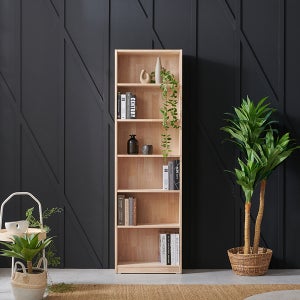 [지베스] 로우 고무나무 원목 6단 책장 600(일반형)