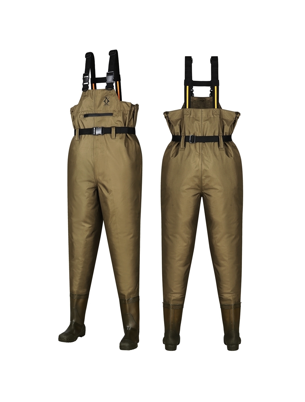 펭귄 고급 가슴장화 갯벌 웨이더 해루질 옷 물 바지 체스타 갈색