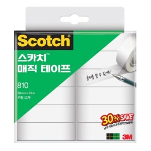 3M 스카치 매직테이프 리필 세이빙팩 810R-12 (18mmX32m) 12롤