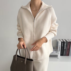 로로 루즈핏 골지 니트집업가디건 오버핏 빅사이즈