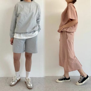 여성 상하세트 아노락 바람막이 반바지 트레이닝 투피스 치마세트 원마일웨어 캠핑룩 3color