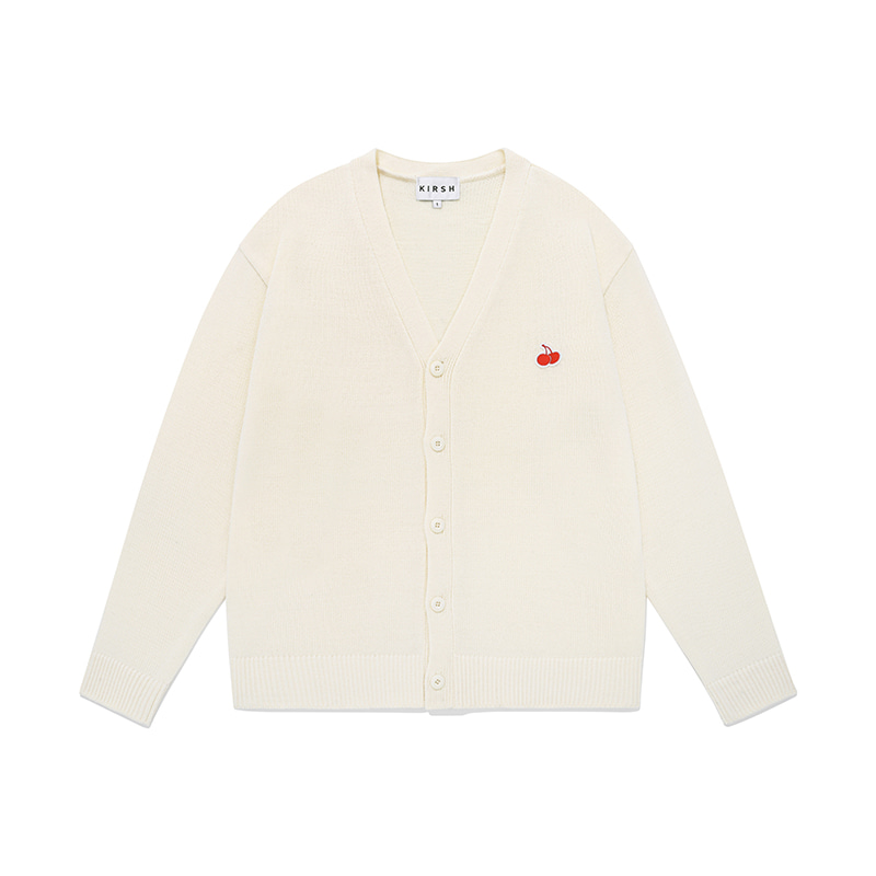 키르시 유니 UNI SMALL CHERRY V NECK CARDIGAN KS CREAM