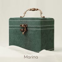 원목 나무 우드 레터링 친황경 북유럽 Marina | 빈티지 스웨이드 주얼리 박스