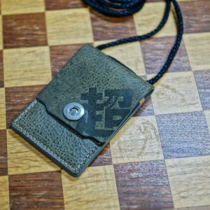 크라모카 천연 가죽 ID & 카드 목걸이 (커버형 V2 - 모스그린)