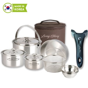 리빙글로리 스텐 IH 304 캠핑 식기 냄비 가방세트 국내산