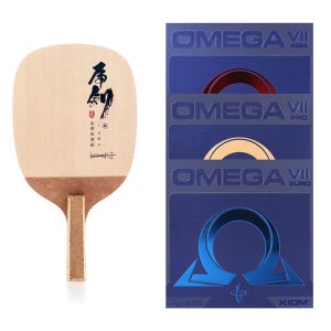 티마운트 김택수 호검 레드 탁구 라켓 + 오메가7 아시아 프로 유로 부착세트 펜홀더
