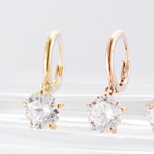 헤이미쉬 14K 18K 귀걸이 큐빅 링 원터치 드롭