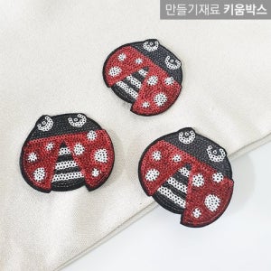 DIY 만들기재료 와펜 자수패치(열접착시트부착) 무당벌레