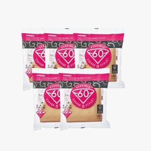 하리오 V60 커피 필터 여과지 3-4인(브라운) 5P 세트 VCF-02-100M